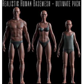 3D Realistic Human Body Basemesh - UVMapped - Rigged